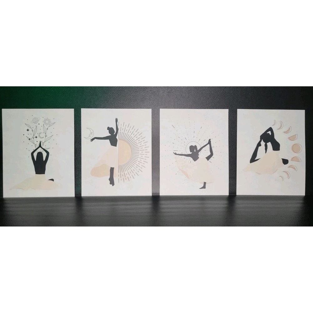 Feminine Dance Ballerina Nature‎ Yoga Prints Wall Art Set of 4 Unframed New***